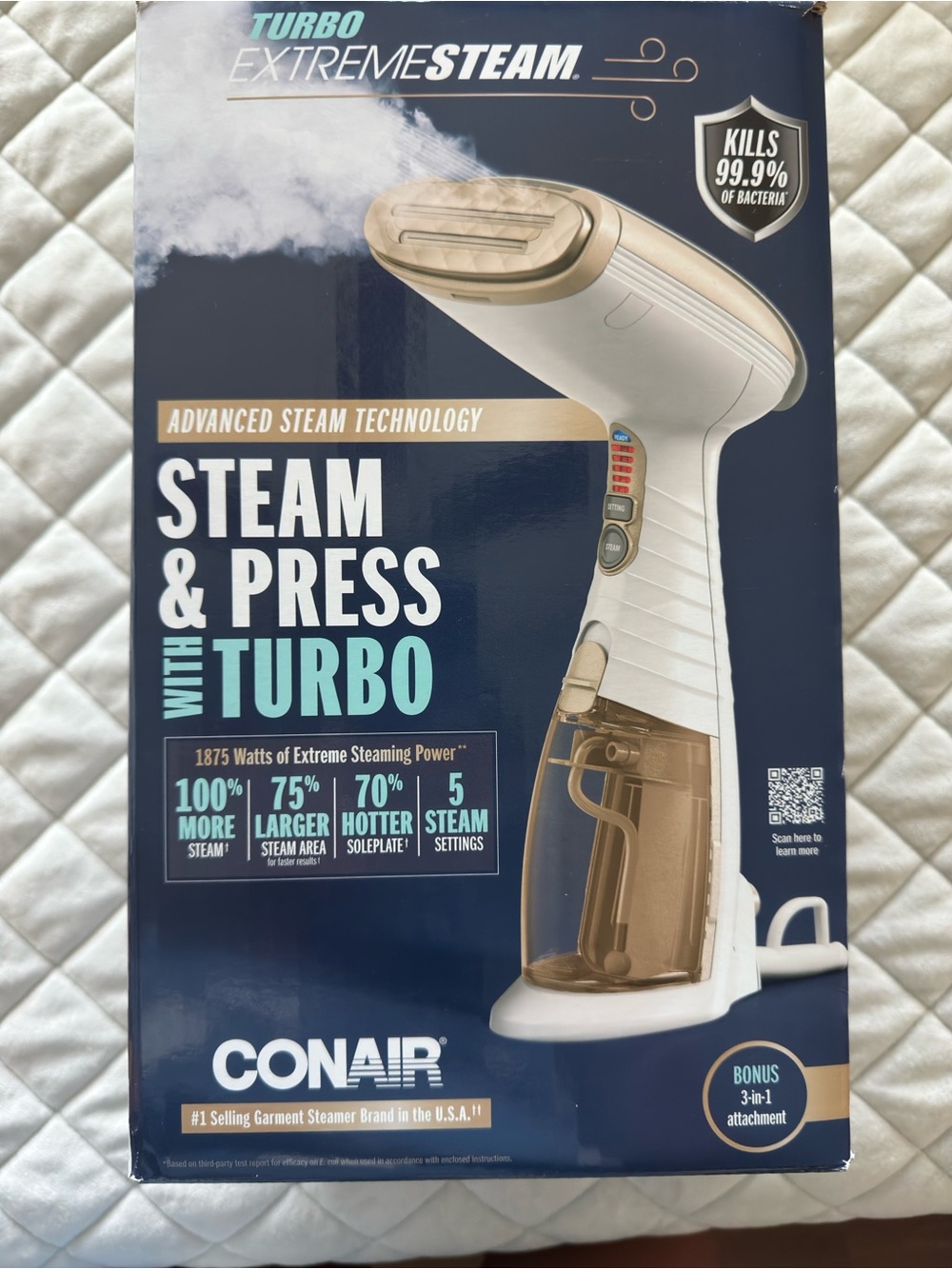 Conair Steam & Press Turbo Handheld Garment Steamer - White/Gold